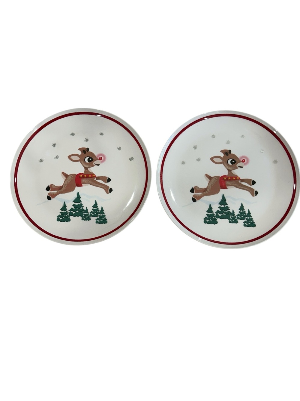 Pottery Barn Kids Rudolph The Red Nosed Reindeer Melamine Plates Set of 2 Two